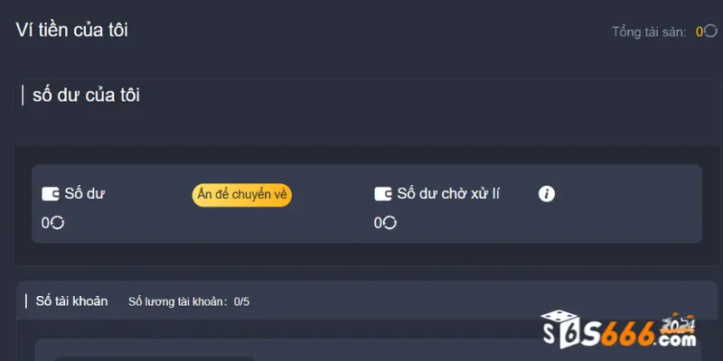 Bước 2: Chọn mục rút tiền S666