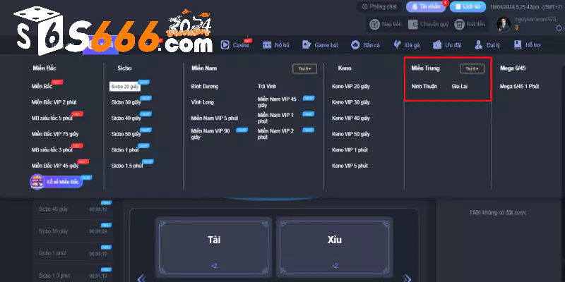 Hướng dẫn chơi xổ số miền Trung trên S666