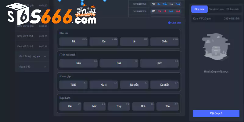 4 kèo cược xổ số Keno hay nhất tại S666
