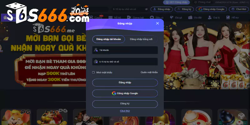 S666 đăng nhập trên máy tính