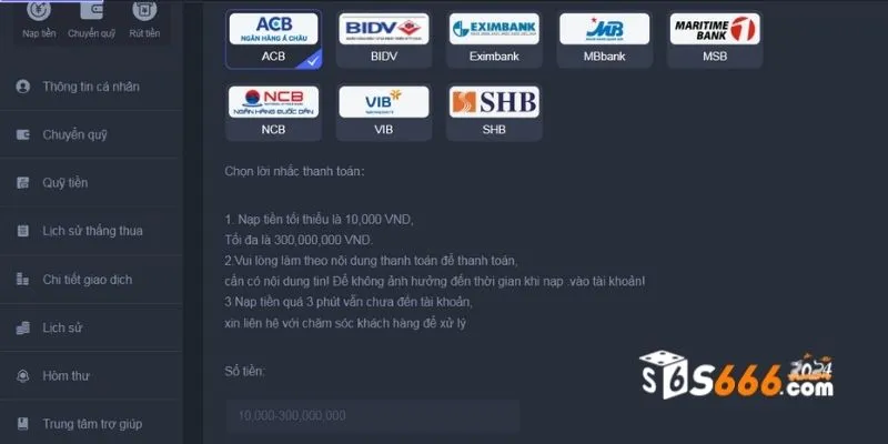 cách nạp tiền s666