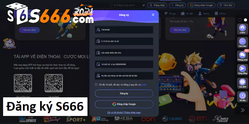 Tạo cho mình 1 tài khoản thành viên để tham gia Bắn cá S666 